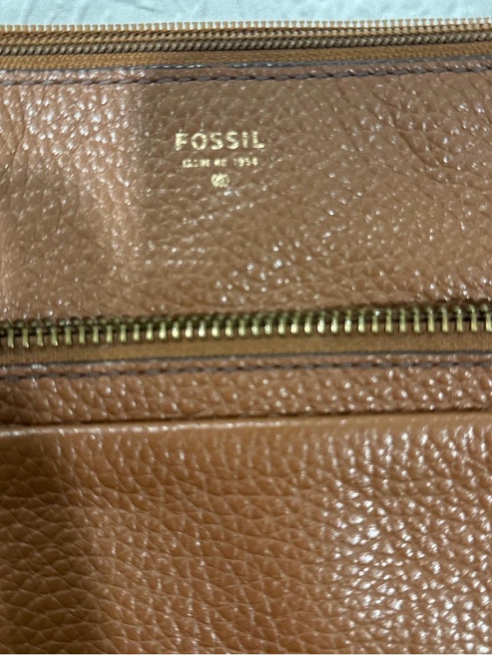 Fossil Brown Leather Interior Crossbody Bag